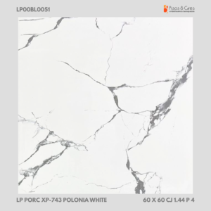 LP PORCELANICO XP-743 POLONIA WHITE 60 X 60 CJ 1.44